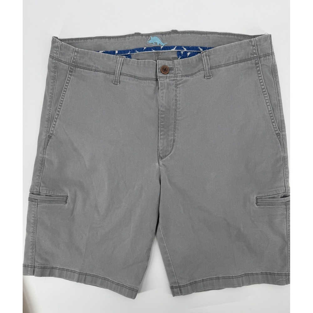 Tommy Bahama Boracay Mens Grey Cotton Blend Stretch Flat Front Shorts Size 38